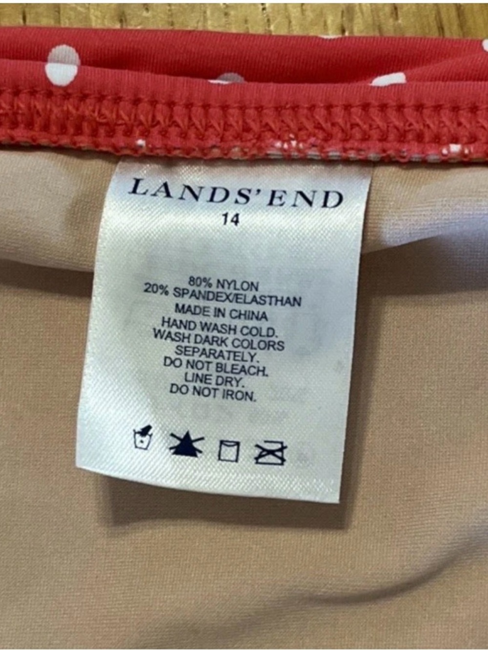 Lands’ End Coral Polka Dot Tankini Top & Swim Skirt Bottom Set Size 14 NWT - Picture 5 of 14